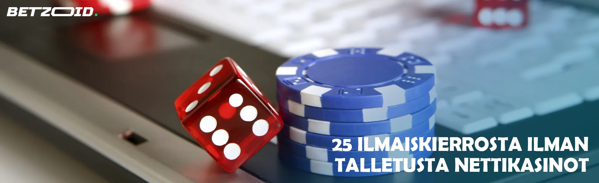 Näppäimistöllä on nopat ja kasinomerkit.