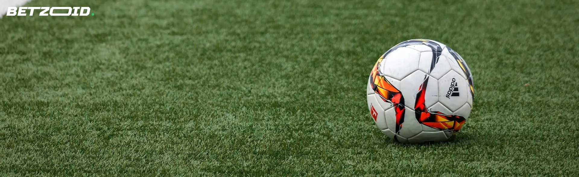 A soccer ball lies on the grass.