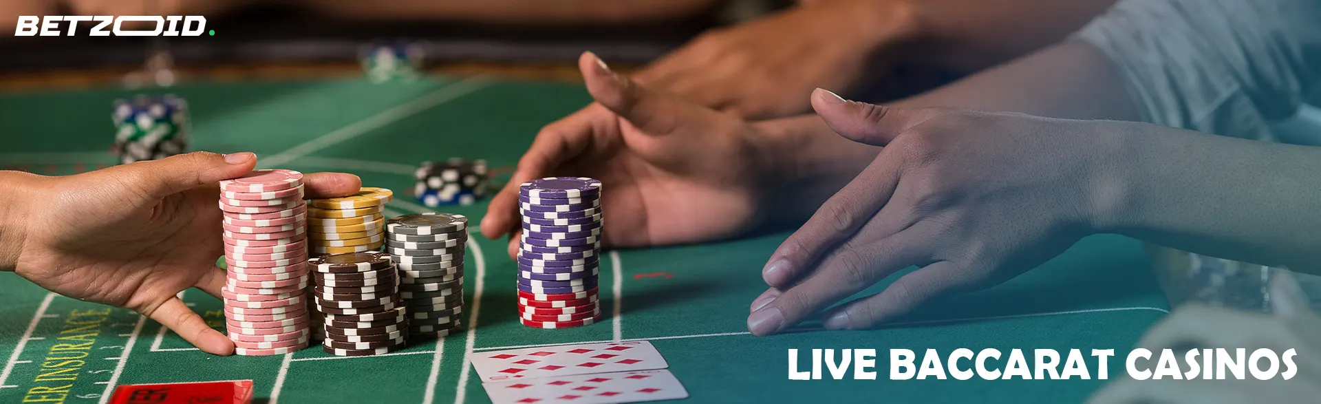 Players place bets with casino chips.