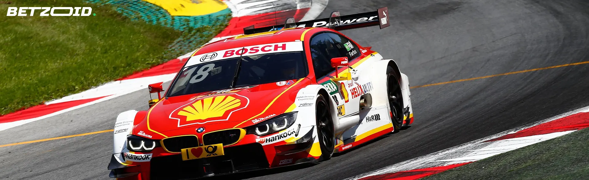 Racing car on the track during a race.