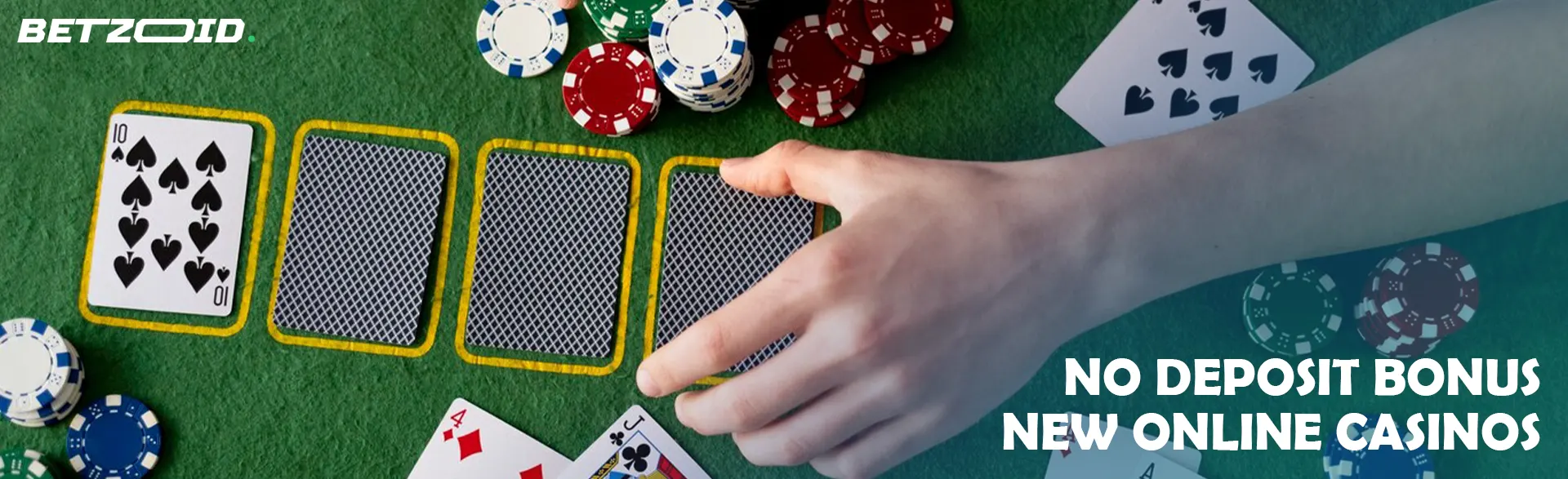 The player places cards on the casino table.