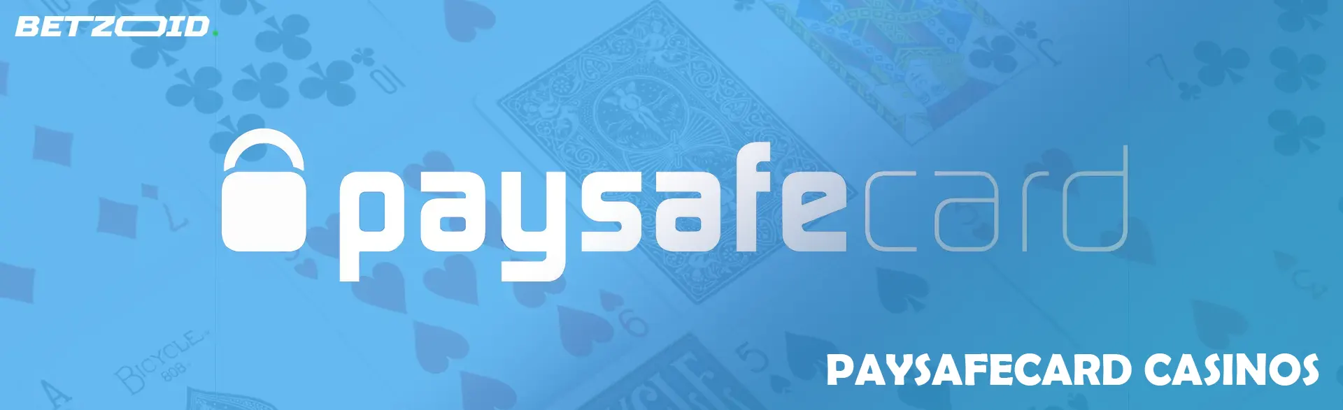 Paysafecard logo on a background of playing cards.