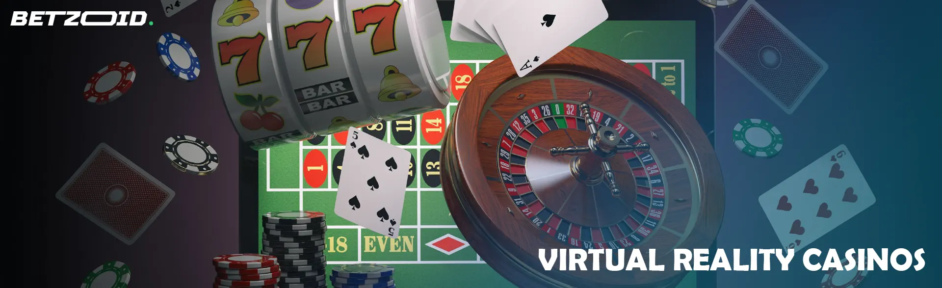 Virtual roulette, chips, cards and a slot machine fly around the laptop screen.