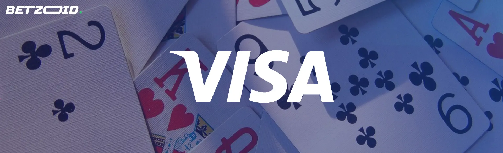 Visa logo on a background of playing cards.