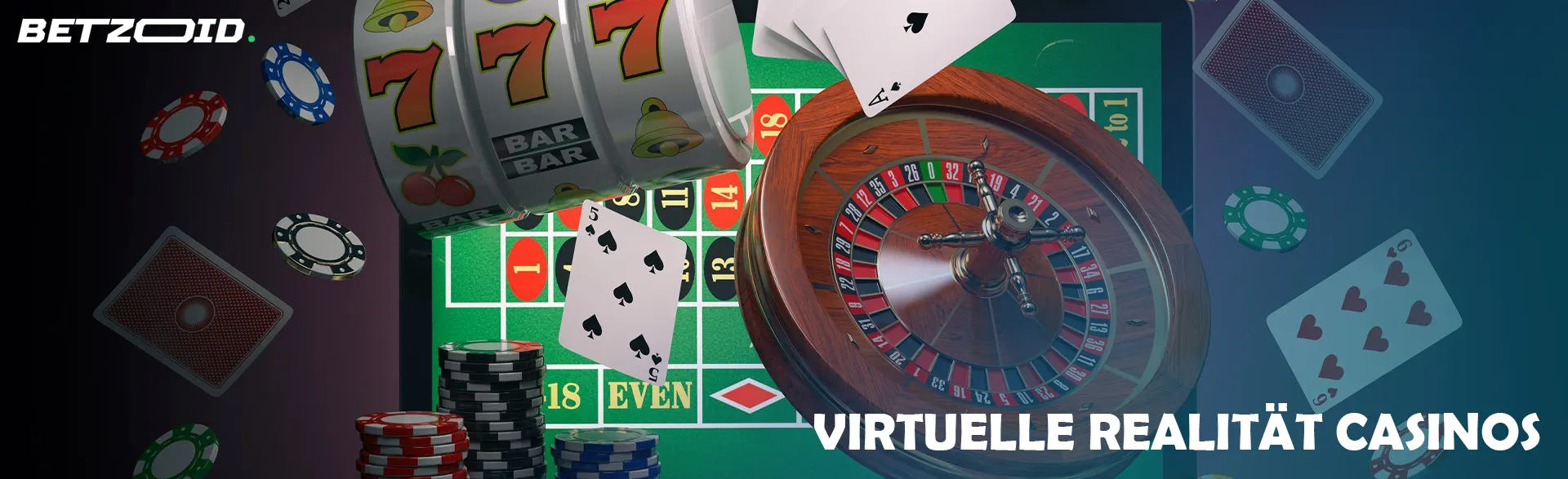 Virtuelles Roulette, Chips, Karten und Slot 777 fliegen vom Laptop-Bildschirm.