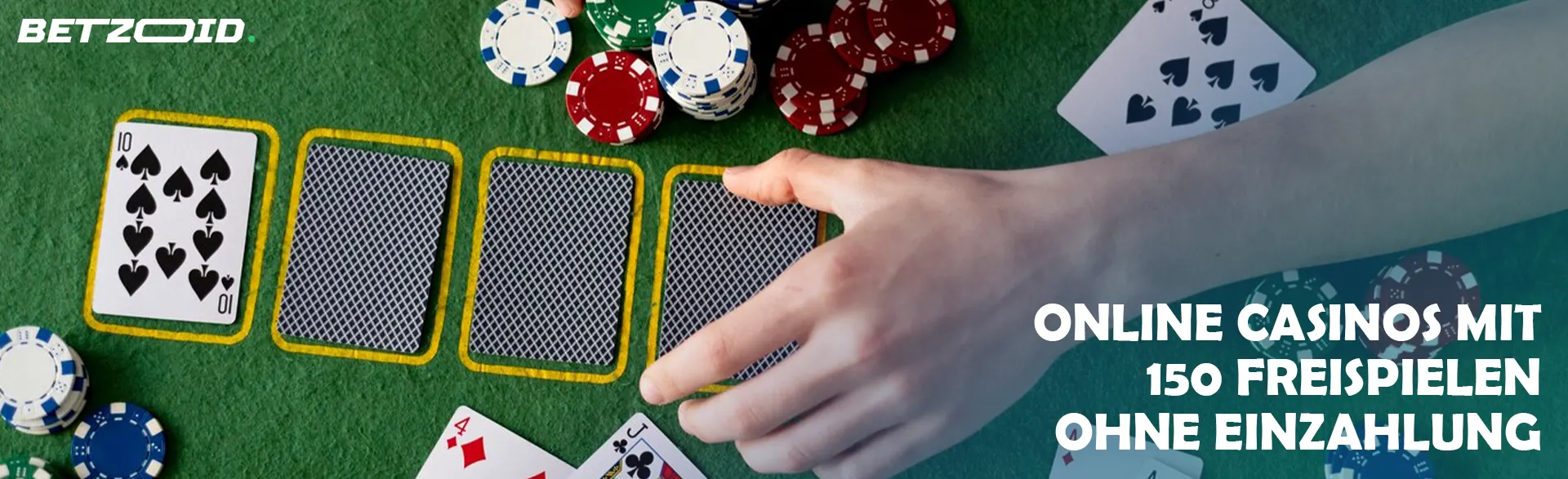 Der Spieler legt Karten auf den Casinotisch.