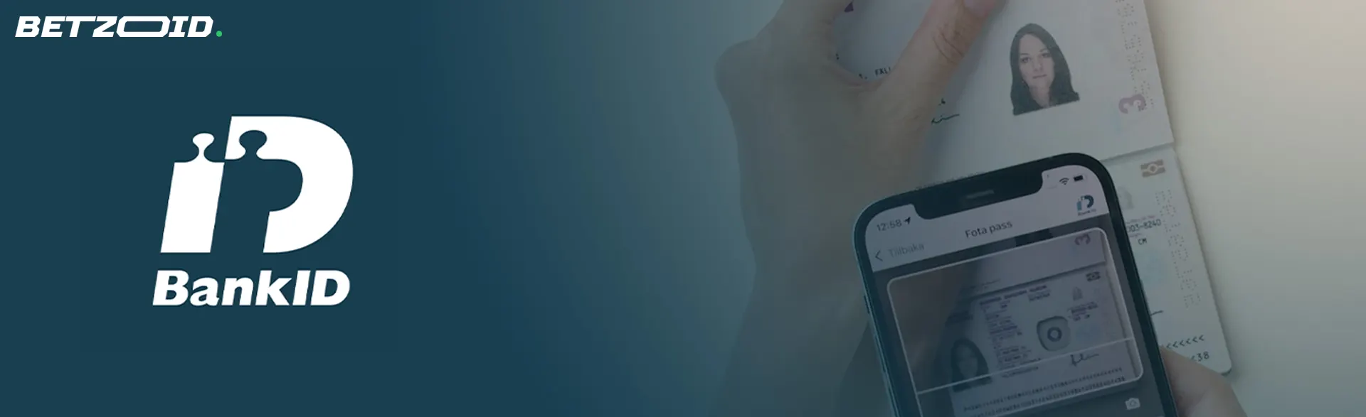 Smarttelefonen skannar passet för verifiering via BankID.