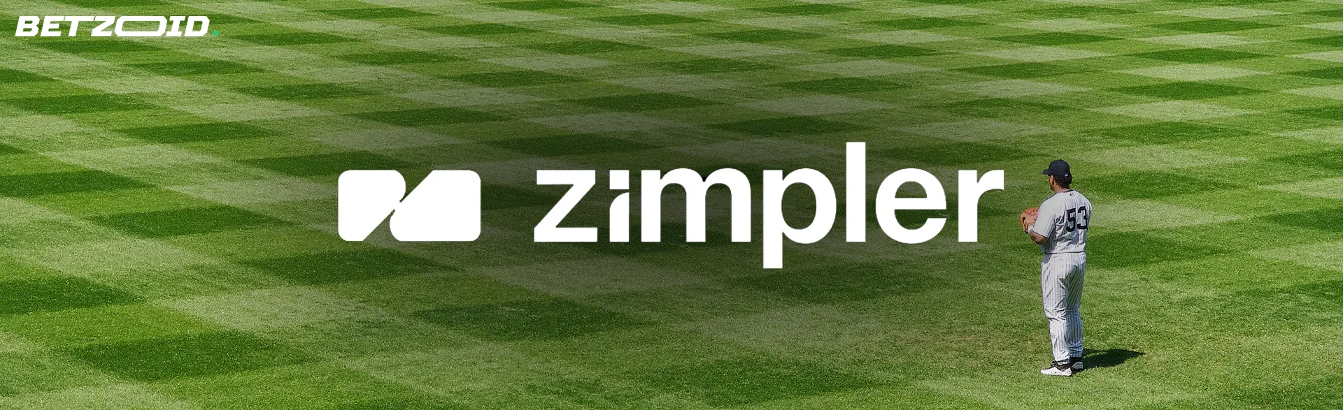 Zimpler-logotypen på en bakgrund av en plan med en basketspelare.