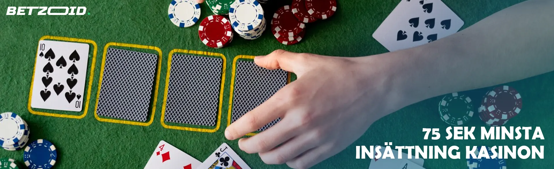 Spelaren placerar kort på kasinobordet.