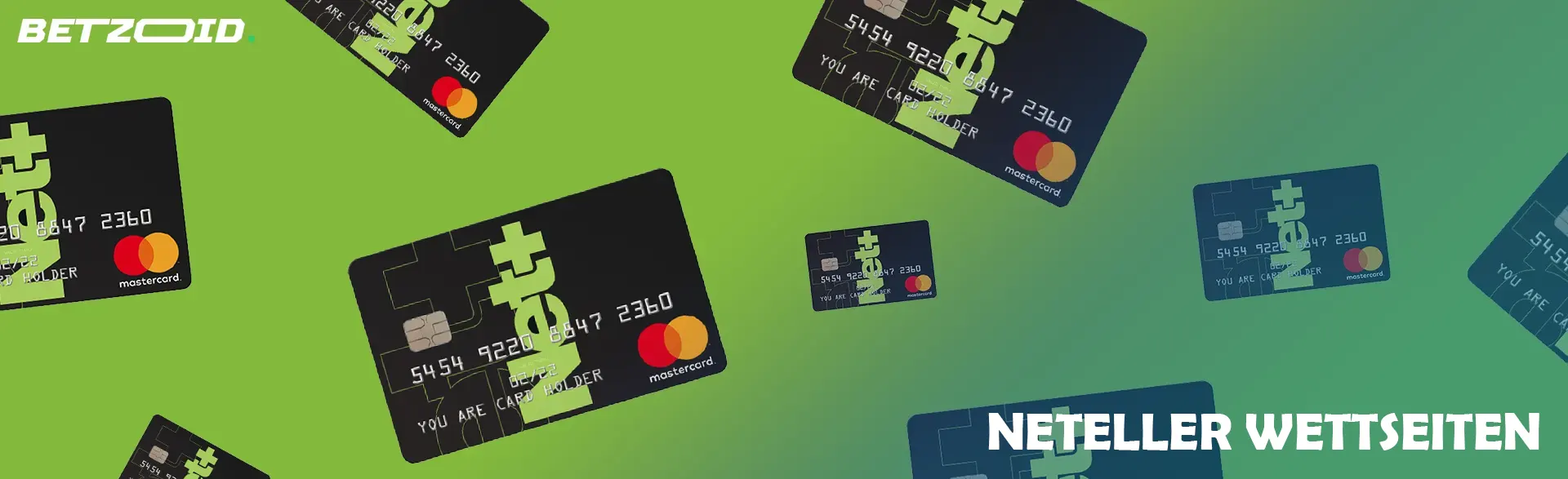 Neteller-Karten auf grünem Hintergrund.