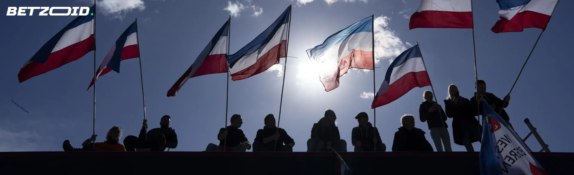 Mensen met vlaggen in hun handen.