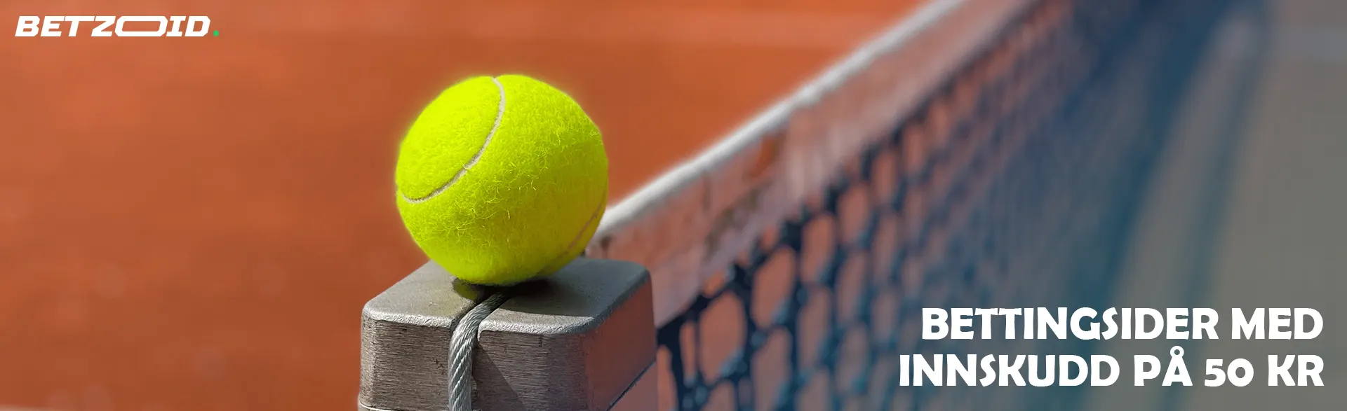 Tennisballen ligger på nettet.