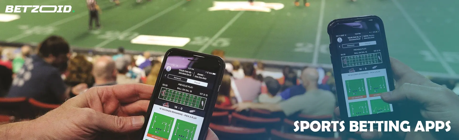 Folk på tribunerne holder smartphones med væddemål.