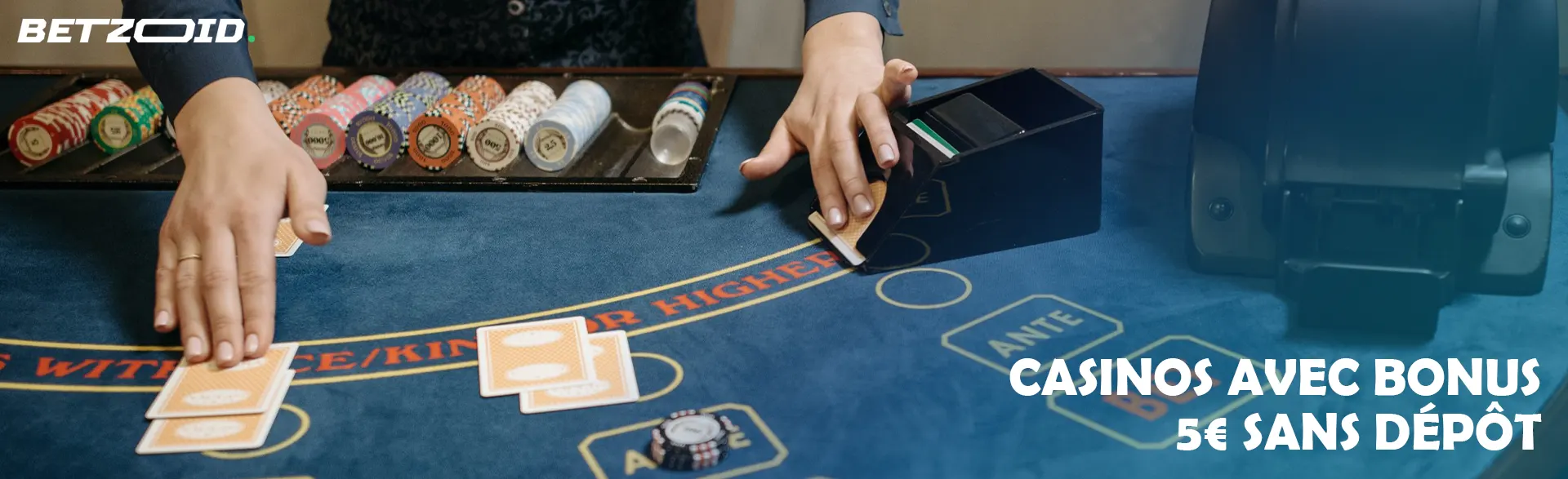 Un croupier distribue des cartes sur la table de casino.