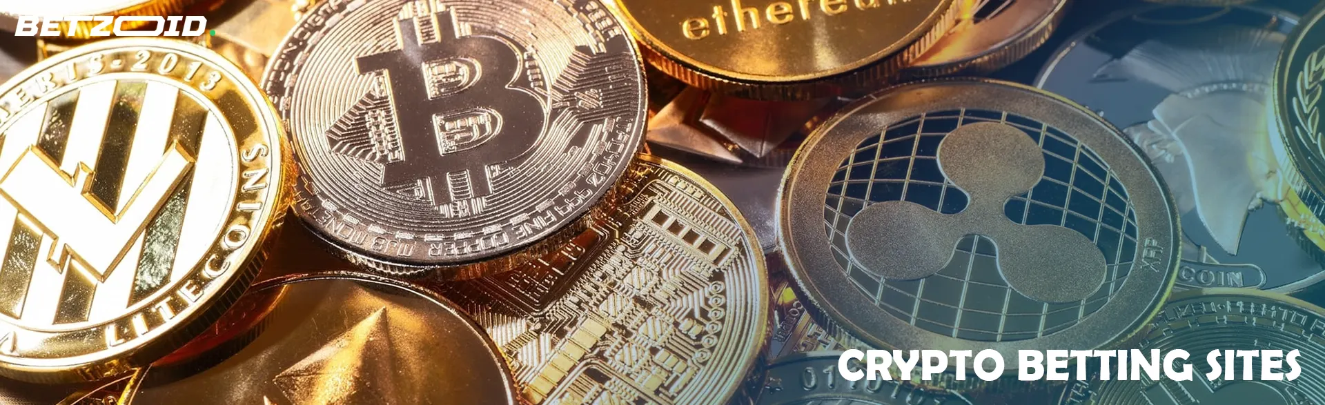 Coins of different cryptocurrencies.