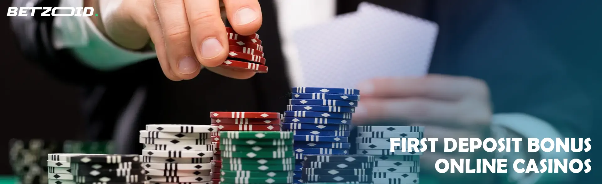 The player places the chips on a stack in front of him.