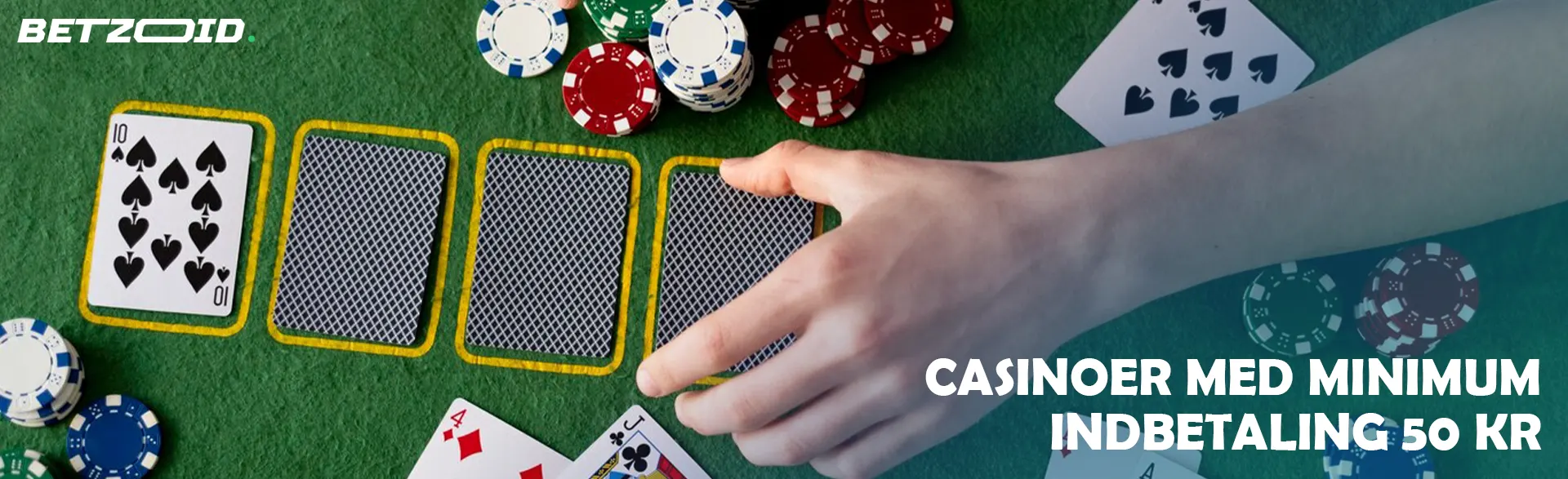 Spilleren placerer kort på casinobordet.