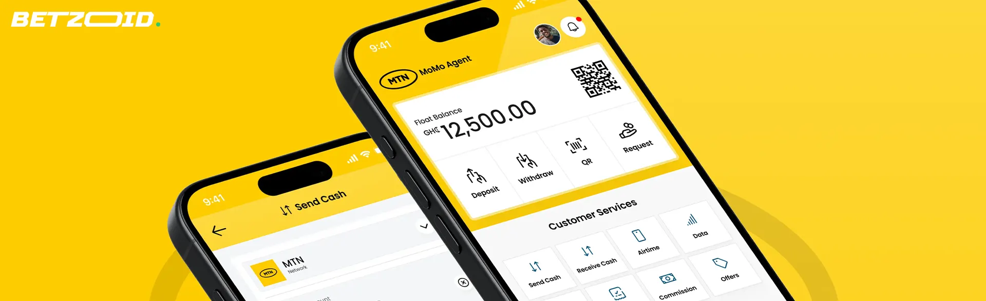 Smartphones with the MTN MoMo app.