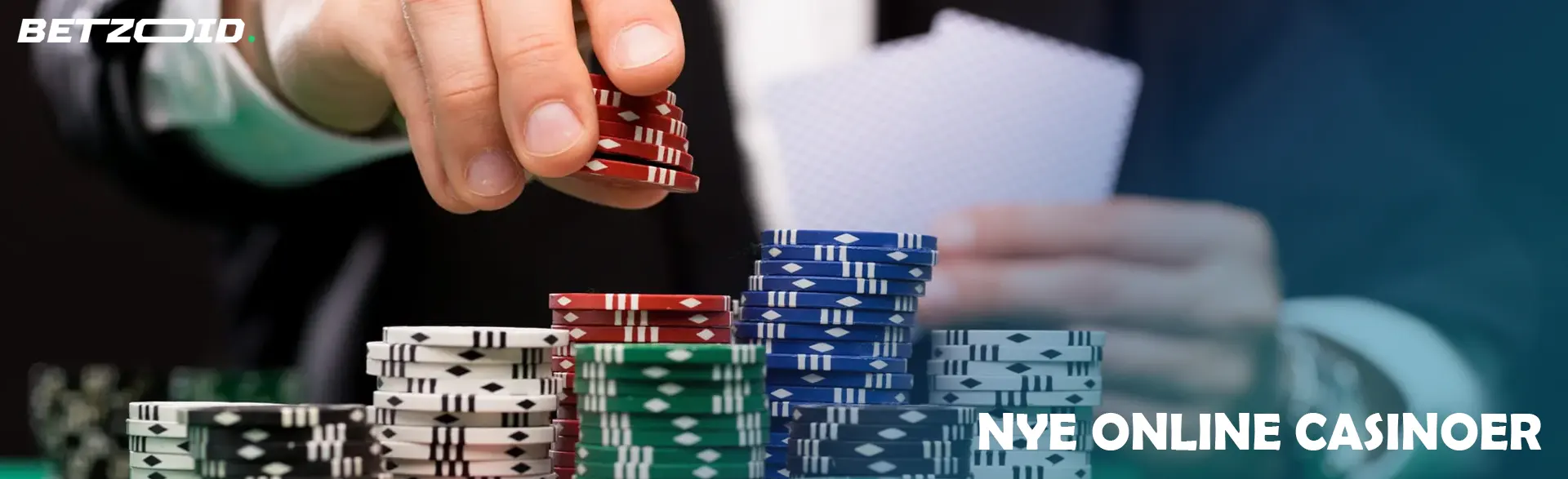 Spilleren placerer chipsene på en stak foran sig.