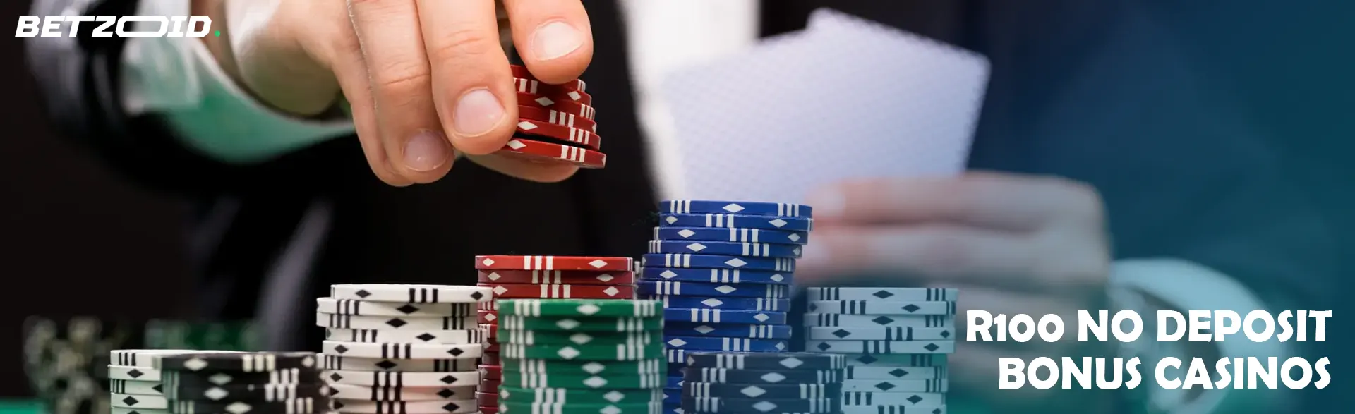 The player places the chips on a stack in front of him.