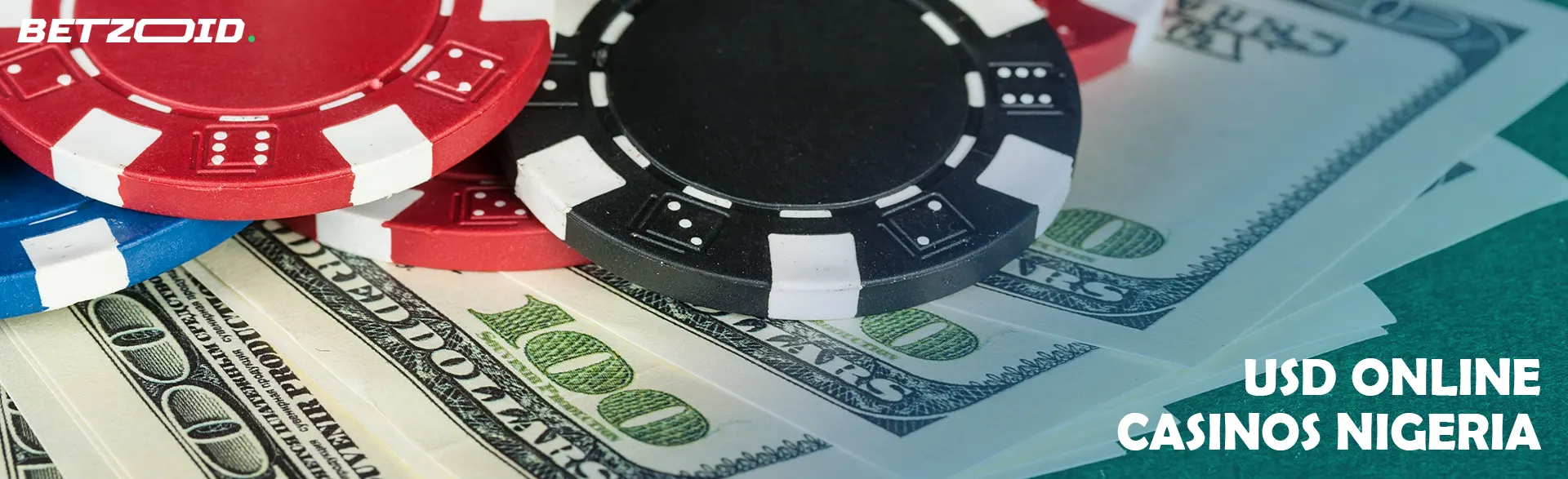 Poker chips lie on banknotes.