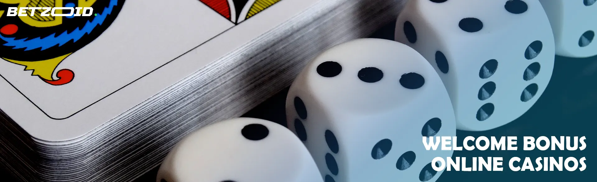 Dice next to a deck of cards.