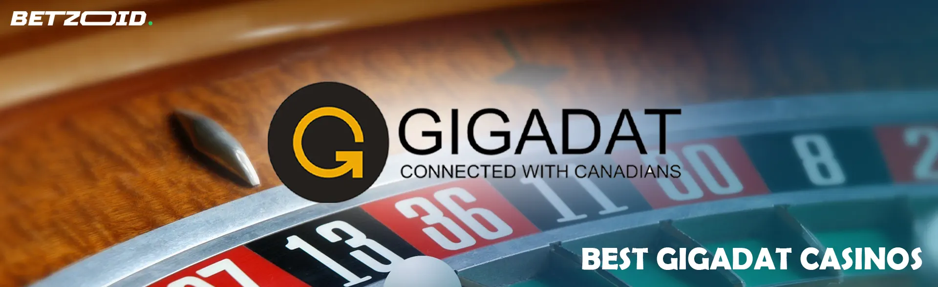 Gigadat logo on a roulette wheel background.
