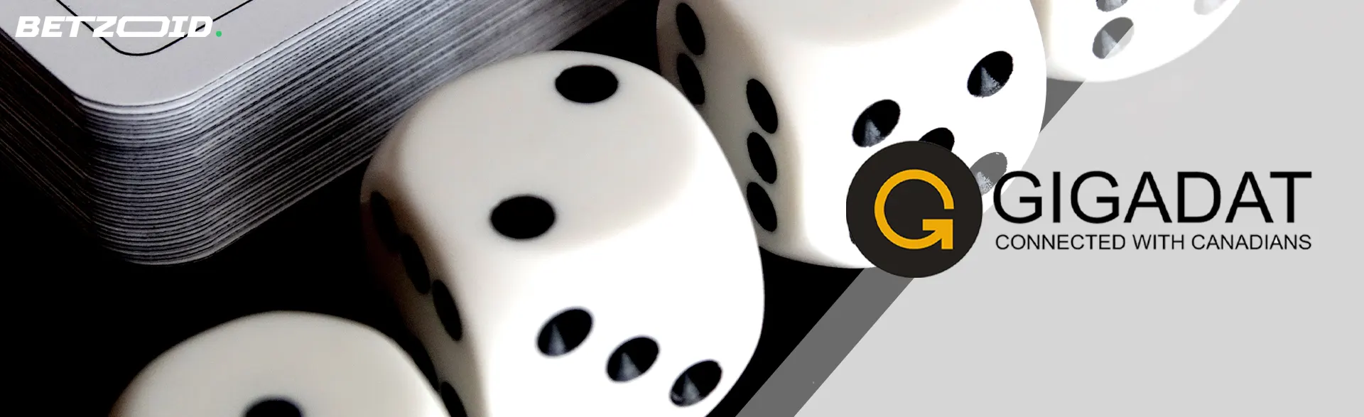 Dice and a deck of cards next to the Gigadat logo.