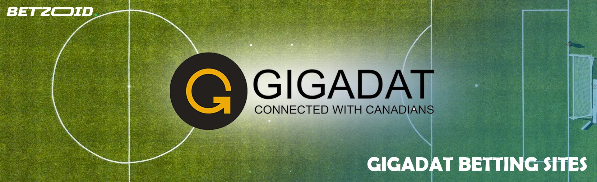 Gigadat logo on a football field background.