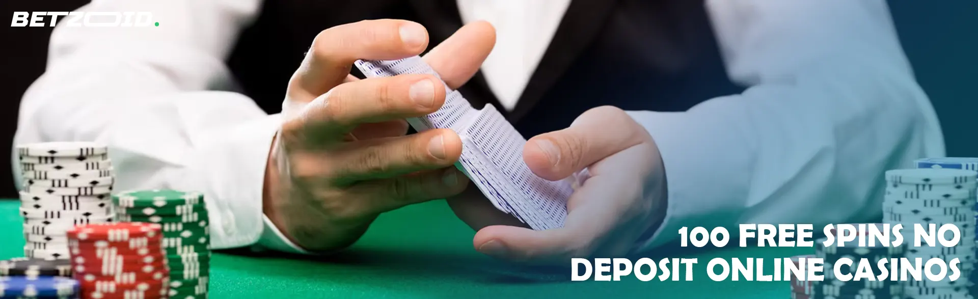 The player shuffles the cards next to the casino chips.