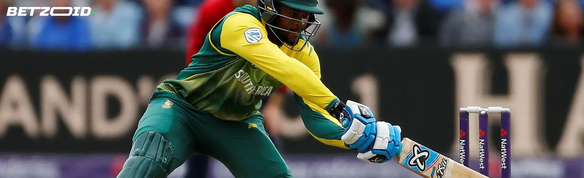 Cricketer in action during a game.