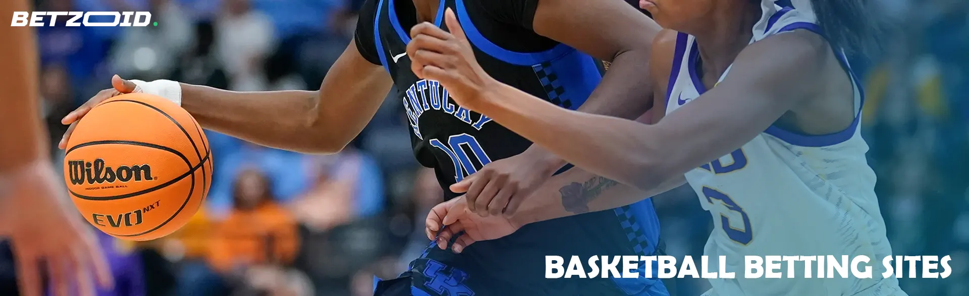 Basketball players fight for the ball during a game.