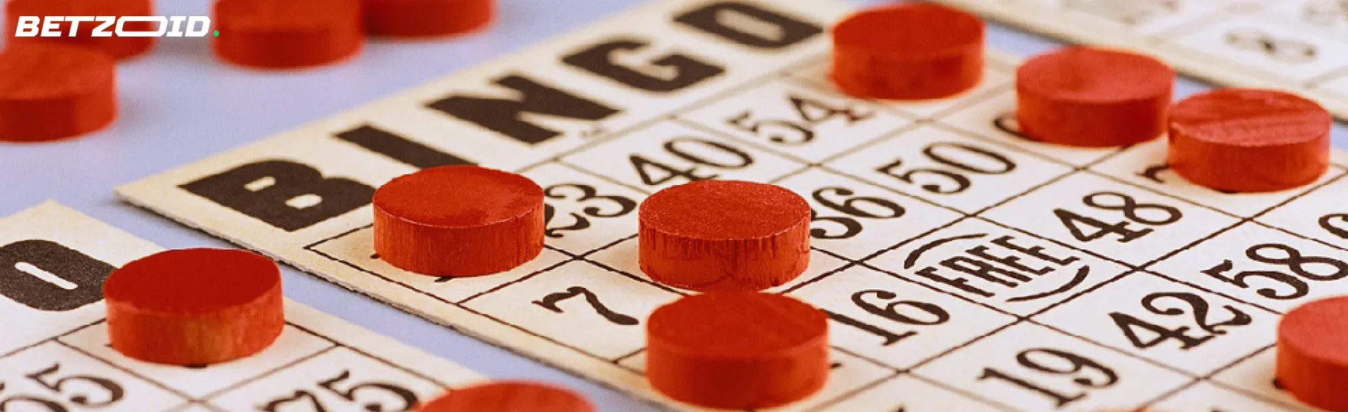 Red chips on bingo cards.