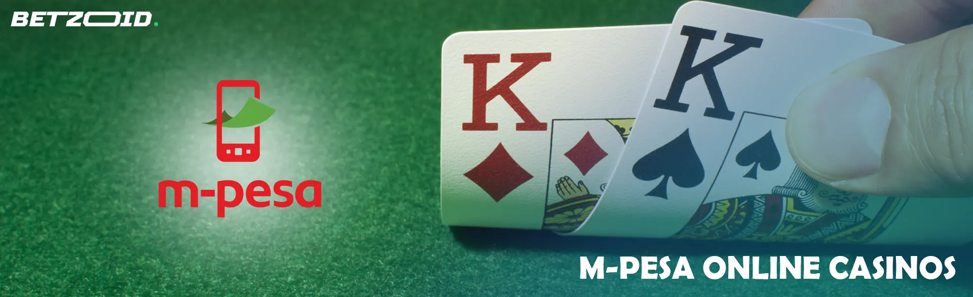 The player holds the cards next to the M-PESA logo.