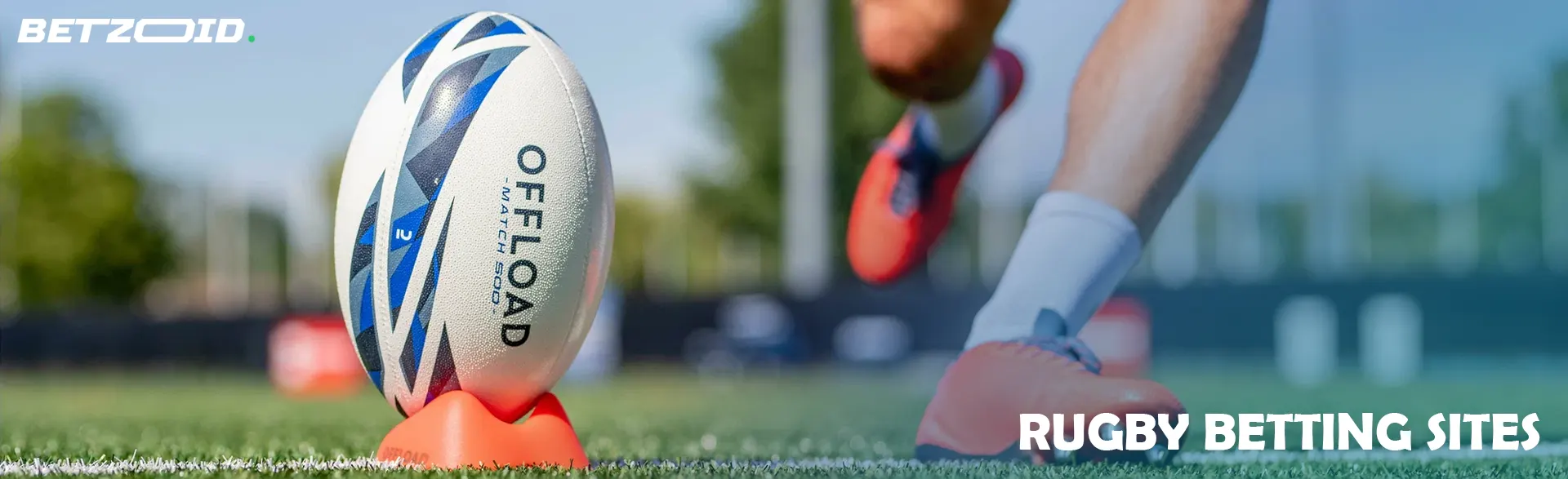 Rugby ball on the stand before kick.