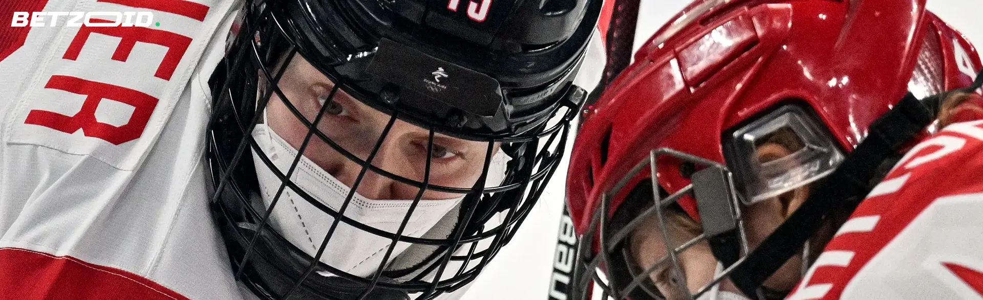 Hockey players in helmets.