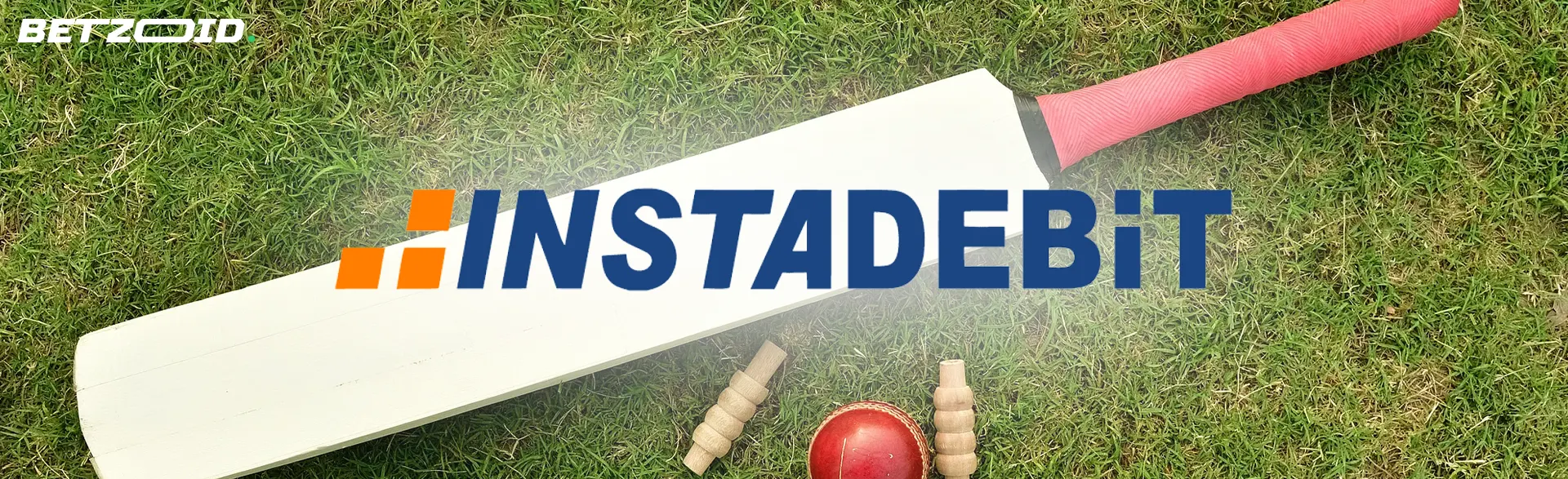 InstaDebit logo on cricket gear background.