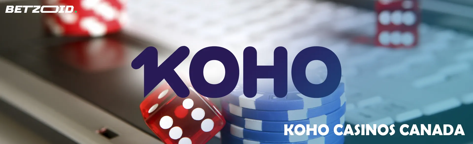 Koho logo on the background of dice and casino chips.