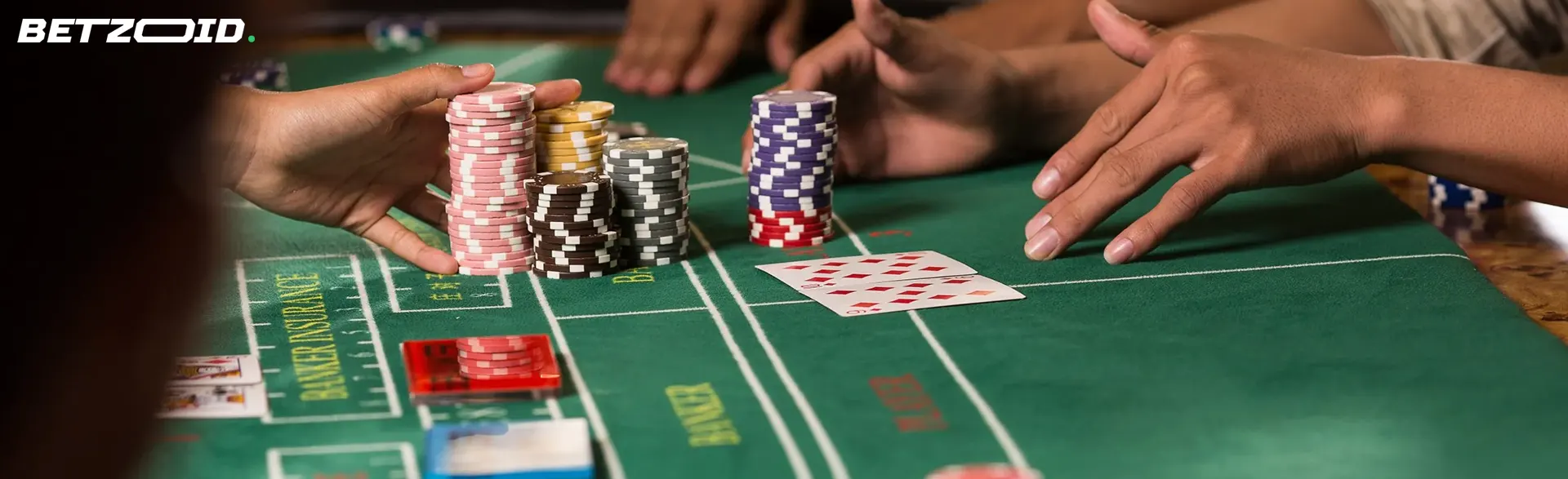 Players make bets with casino chips.