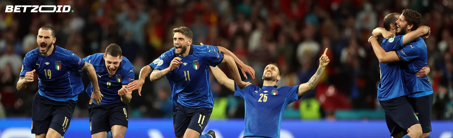 I calciatori esultano per la vittoria.