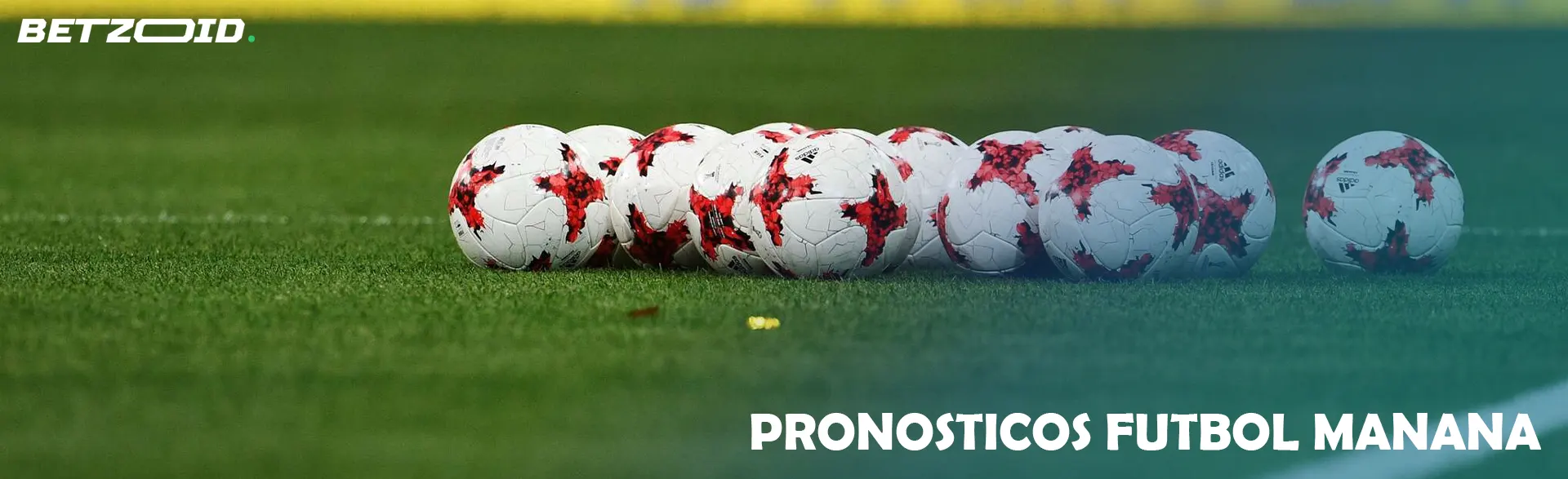 Los balones de fútbol yacen sobre el césped.