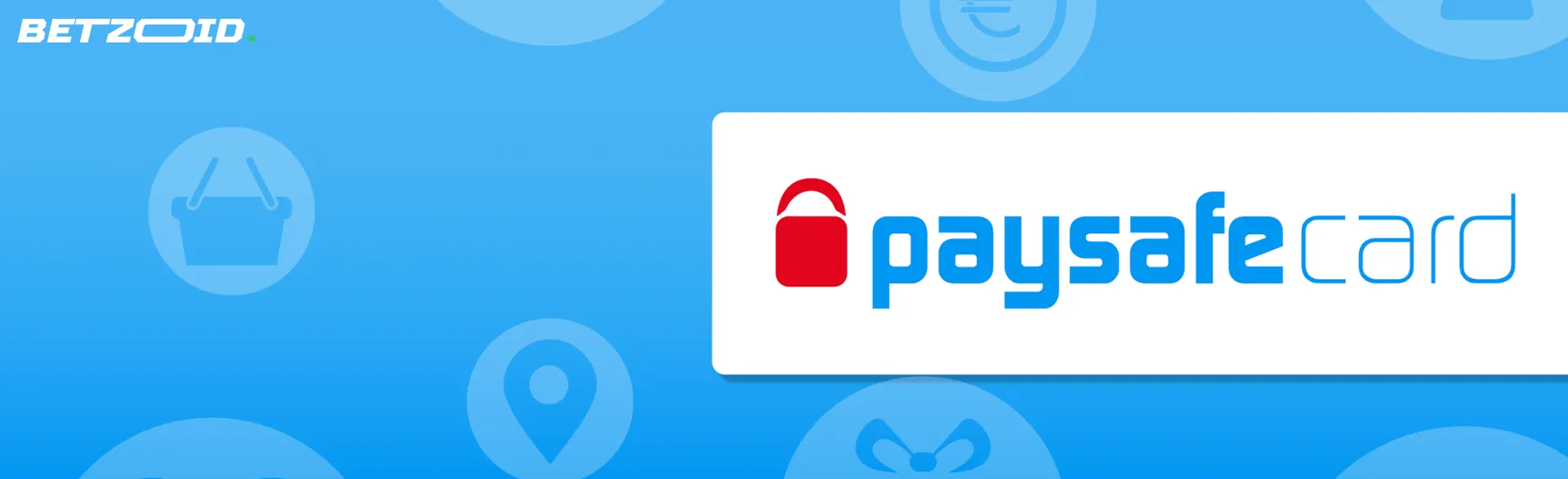 Logo di Paysafecard su sfondo bianco e blu.