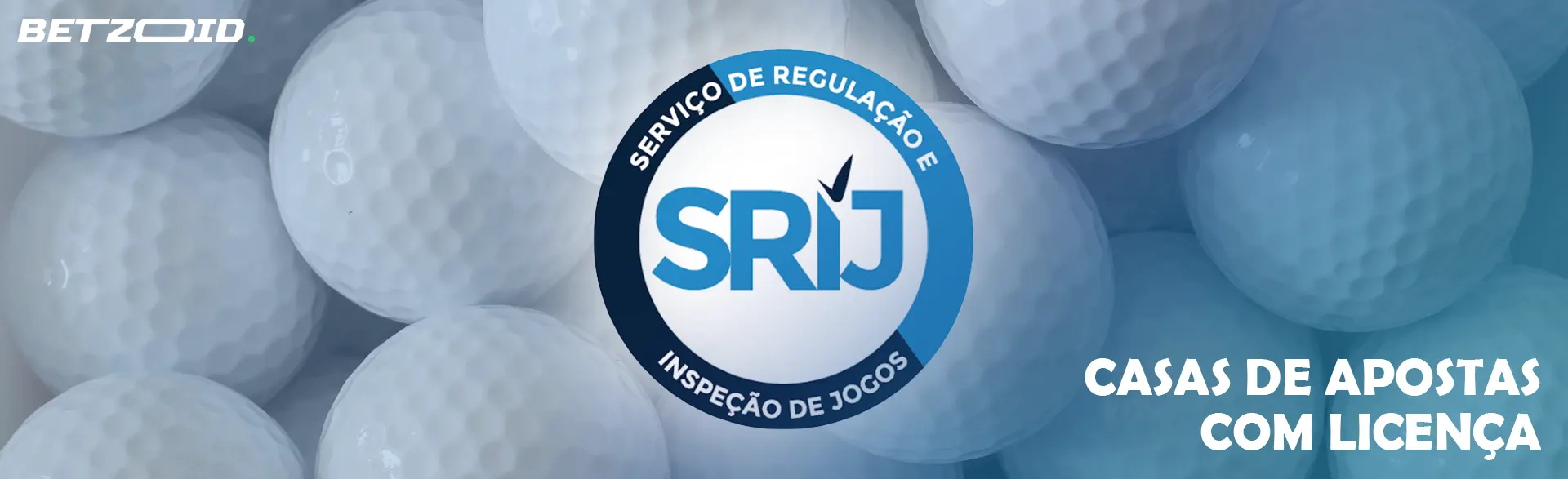 Logótipo SRIJ sobre um fundo de bolas de golfe.