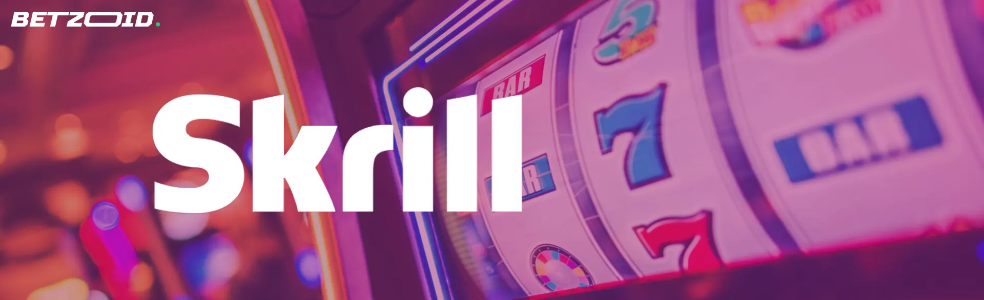 Logo Skrill sur le fond de l'écran de la machine à sous.