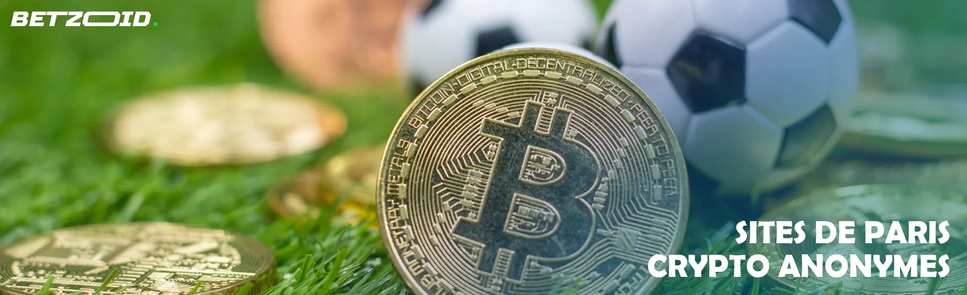Pièce Bitcoin à côté du ballon de football.