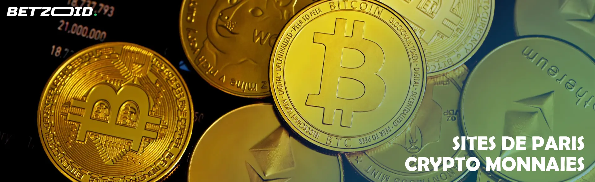 Pièces de diverses crypto-monnaies.