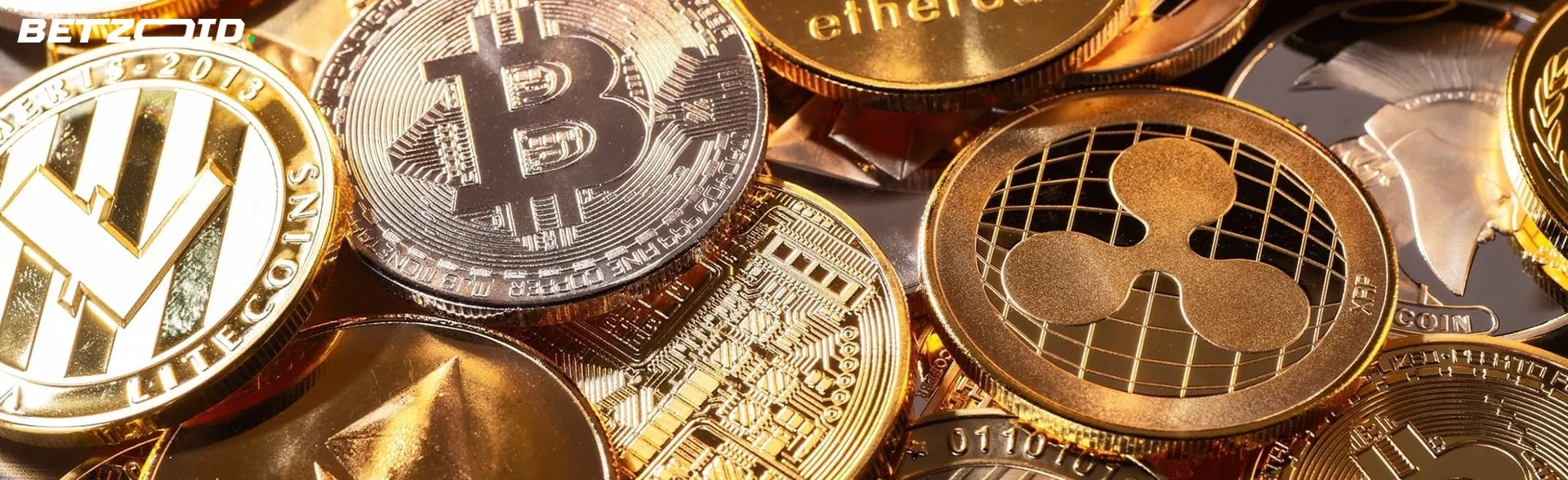 Pièces de diverses crypto-monnaies.