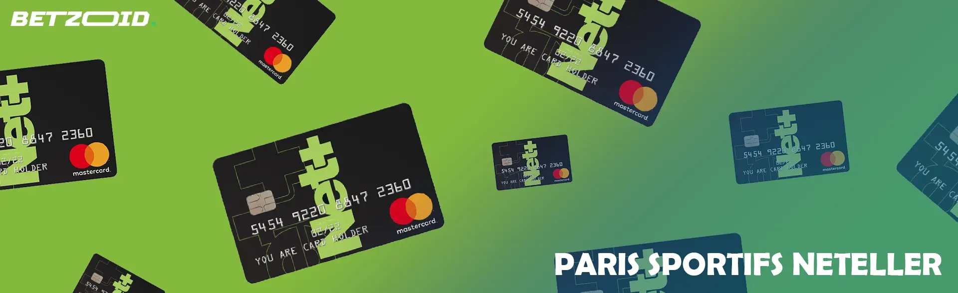 Cartes bancaires Neteller sur fond vert.