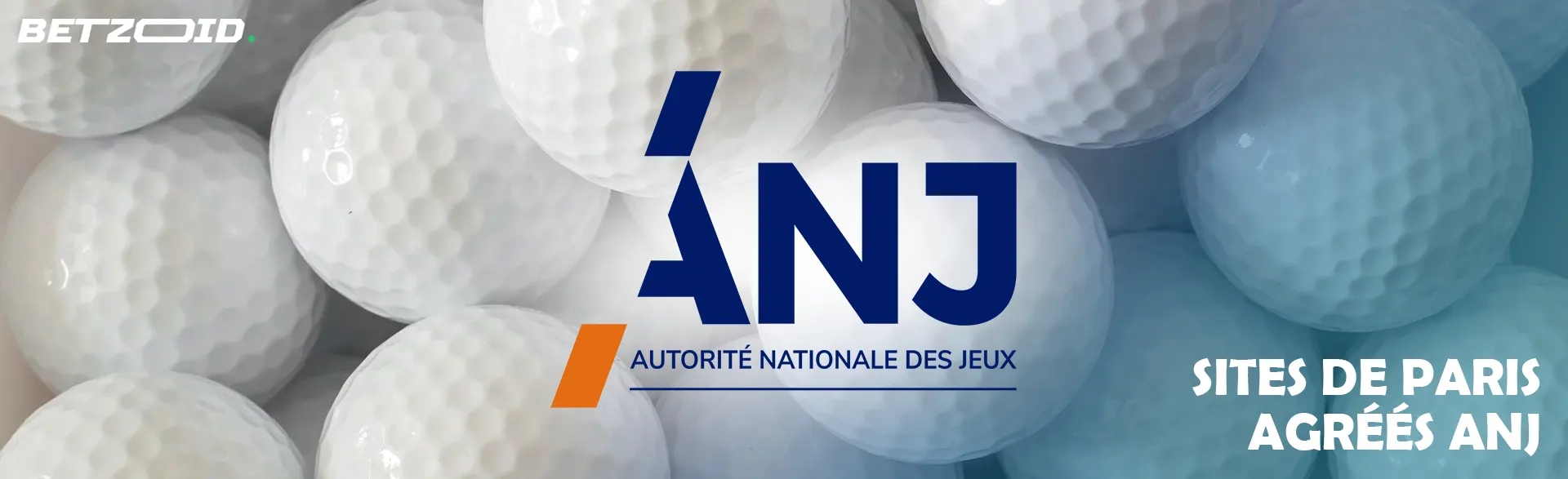 Logo ANJ sur fond de balles de golf.