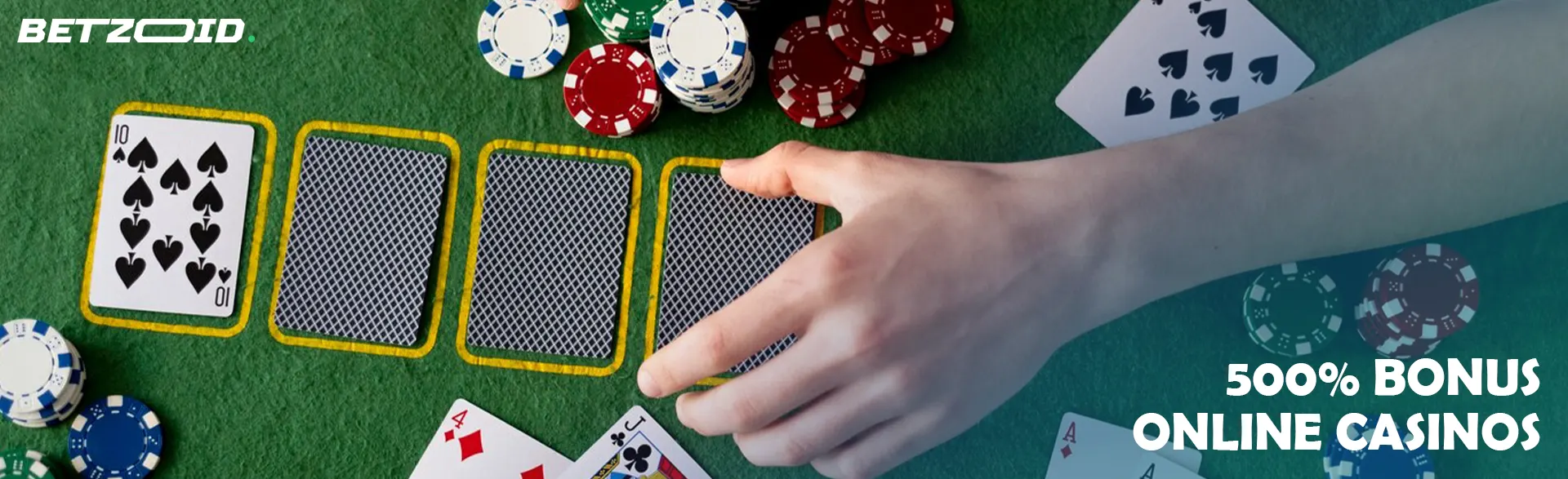 The player places the cards next to the casino chips.